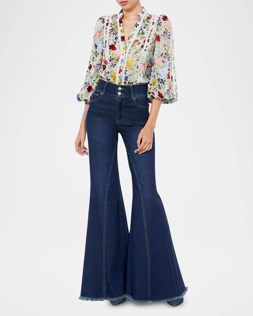 Alice + Olivia Arlette Floral Blouson-Sleeve Blouse 5
