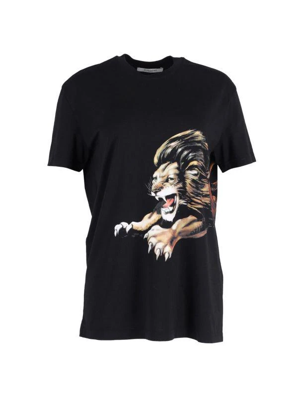 Givenchy Givenchy Lion Print Oversized T-Shirt In Black Cotton 1
