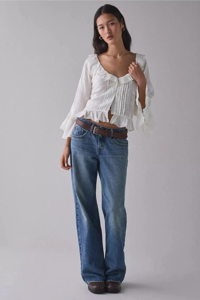 Kimchi Blue Kimchi Blue Joni Embroidered 3/4 Sleeve Ruffle Blouse 3