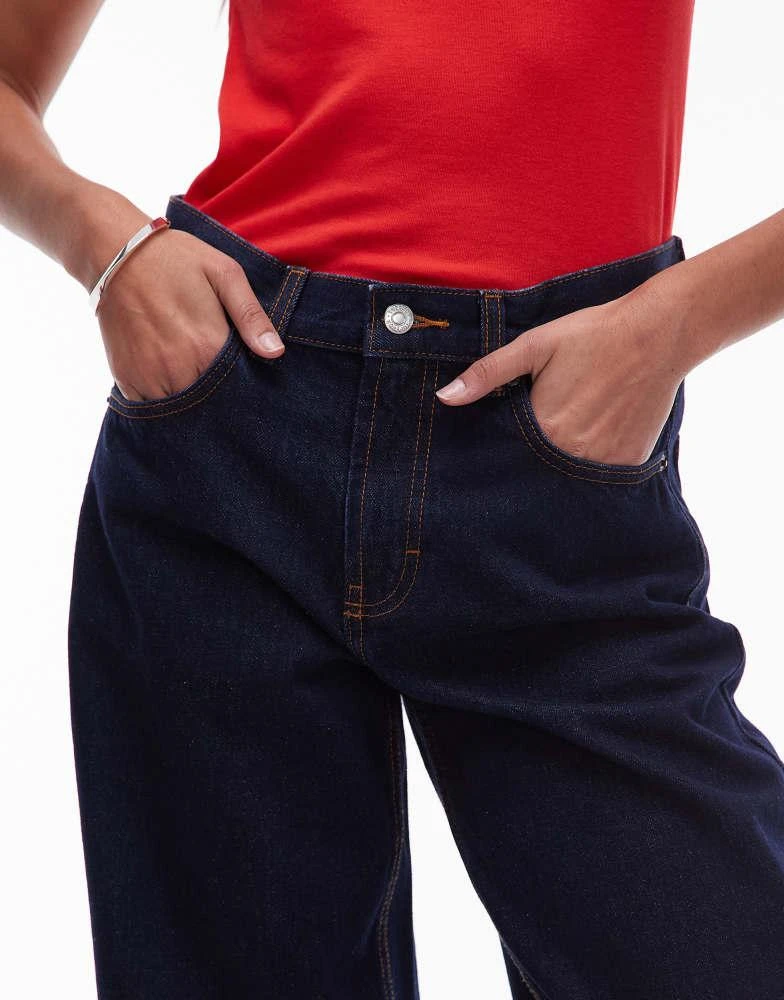 Topshop Topshop Tall Cinch low rise relaxed jean in raw look indigo 5