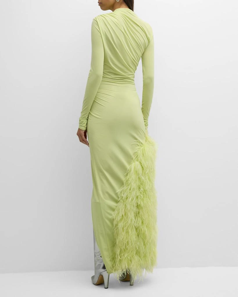 LAPOINTE Feather Draped Lightweight Matte Jersey Maxi Dress 4