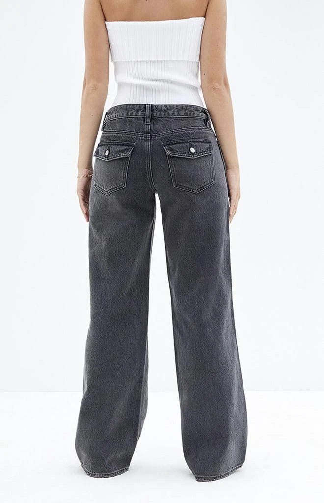 PacSun Casey Black Button Pocket Low Rise Baggy Jeans 4