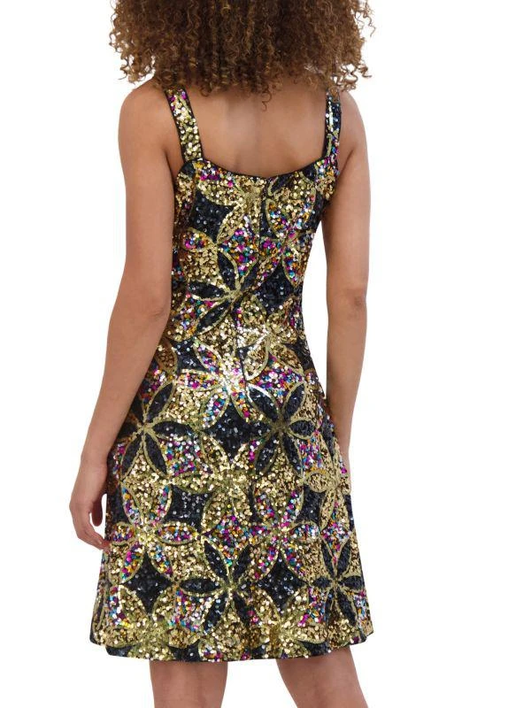 Kensie Sequin Mesh Squareneck Dress 2