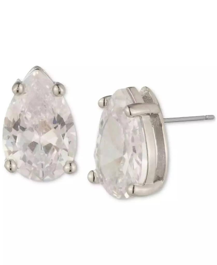 Givenchy Silver-Tone Crystal Pear-Shaped Claw-Set Solitaire Stud Earrings 1