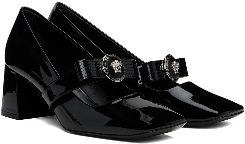 Versace Black Gianni Ribbon Block Heels 4