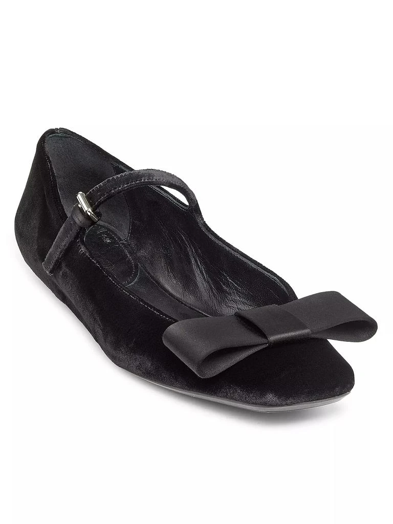 Giambattista Valli Bow-Detailed Velvet Ballerina Flats 2