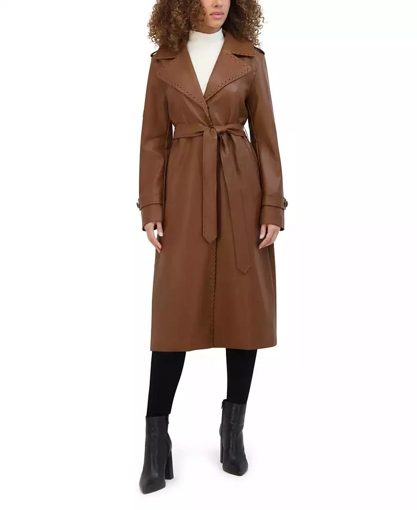 Kenneth Cole Women's Faux Leather Trench Coat 1