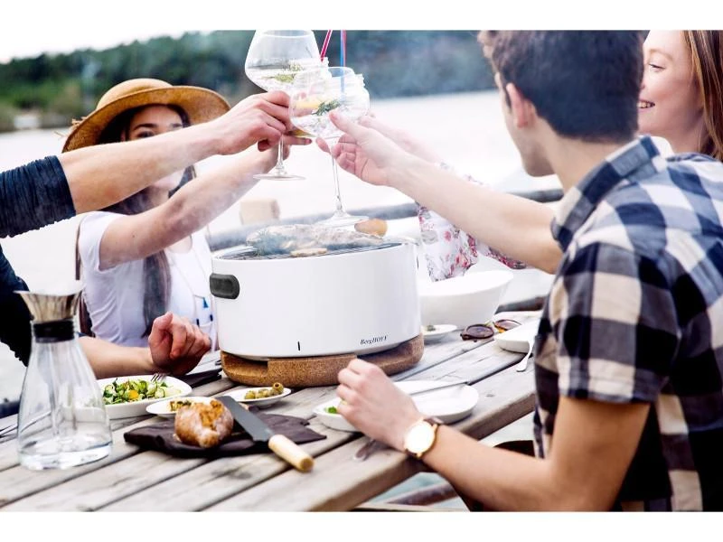 BergHOFF Leo Portable Tabletop Barbecue Grill with Heat Resistant Base White 4