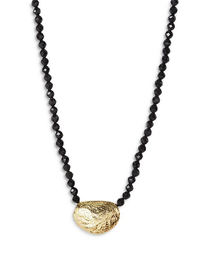 Argento Vivo 14K Gold Plated Sterling Silver 
Onyx Molten Bead Necklace, 14" - 16"