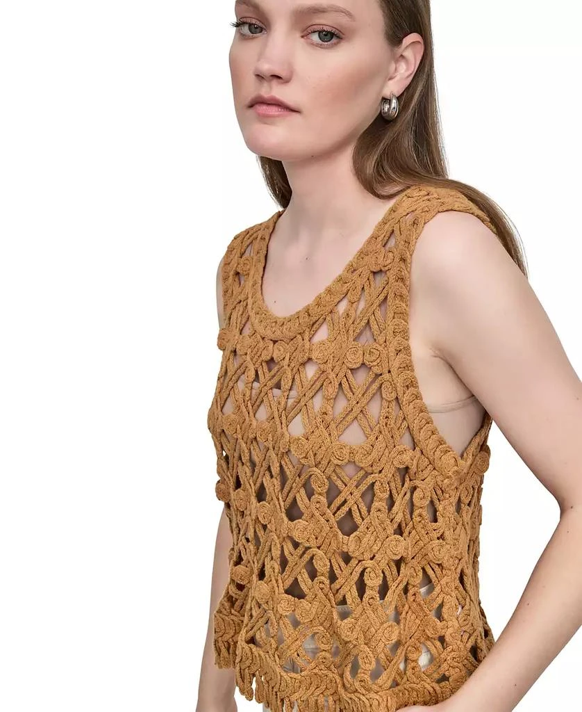 DKNY Petite Scoop-Neck Sleeveless Crochet Top 4