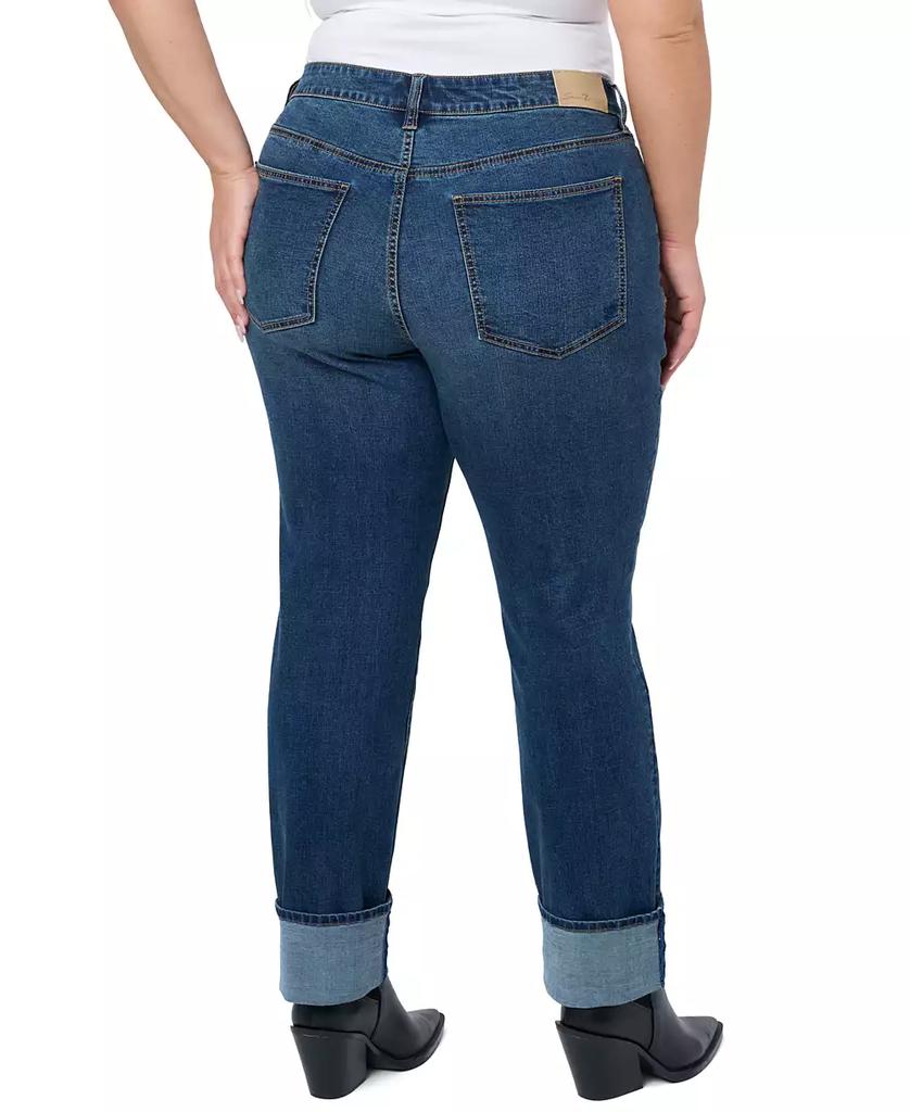 Seven7 Plus Size Mid Rise Straight Leg Jeans with High Cuff
