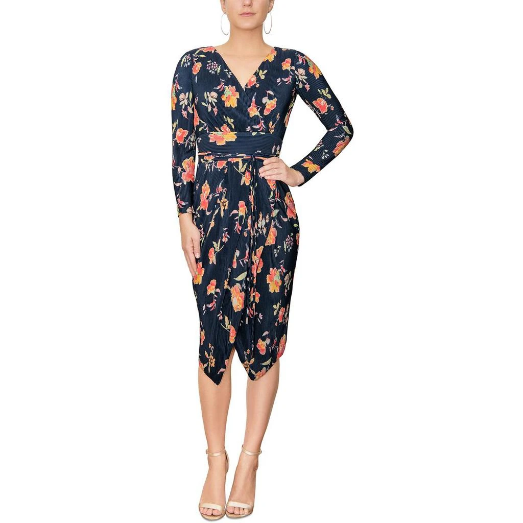 RACHEL Rachel Roy Womens Floral Print Mid Calf Wrap Dress 3