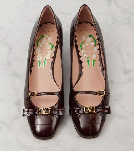 Valentino Bowow 45 croc-effect leather pumps 5
