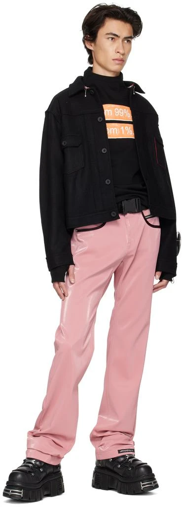 99%IS- Pink 'ATT1%TUDE' Always Glossy Faux-Leather Trousers 4