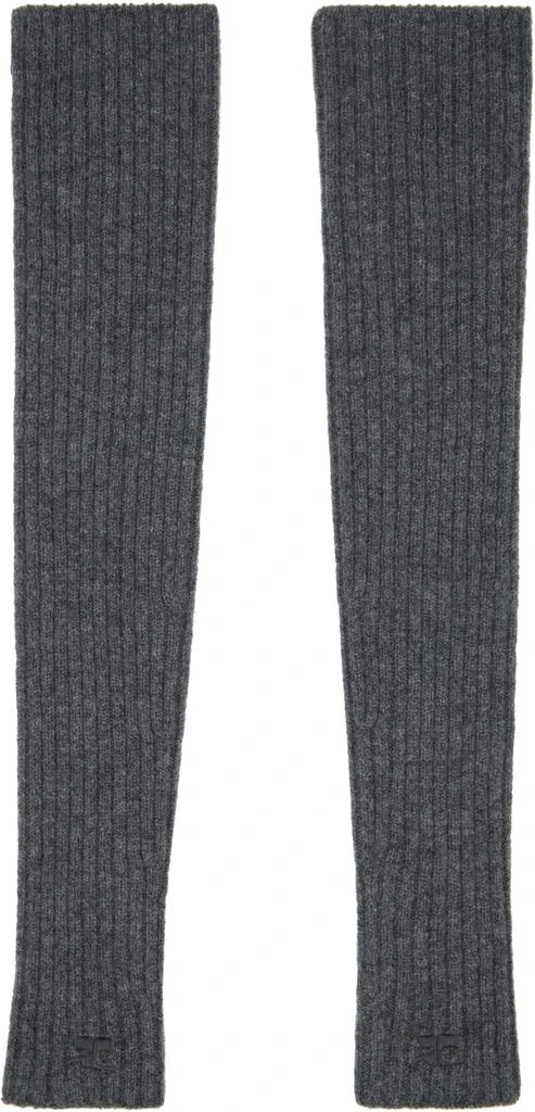 Courrèges Gray Ribbed Wool Arm Warmers 1