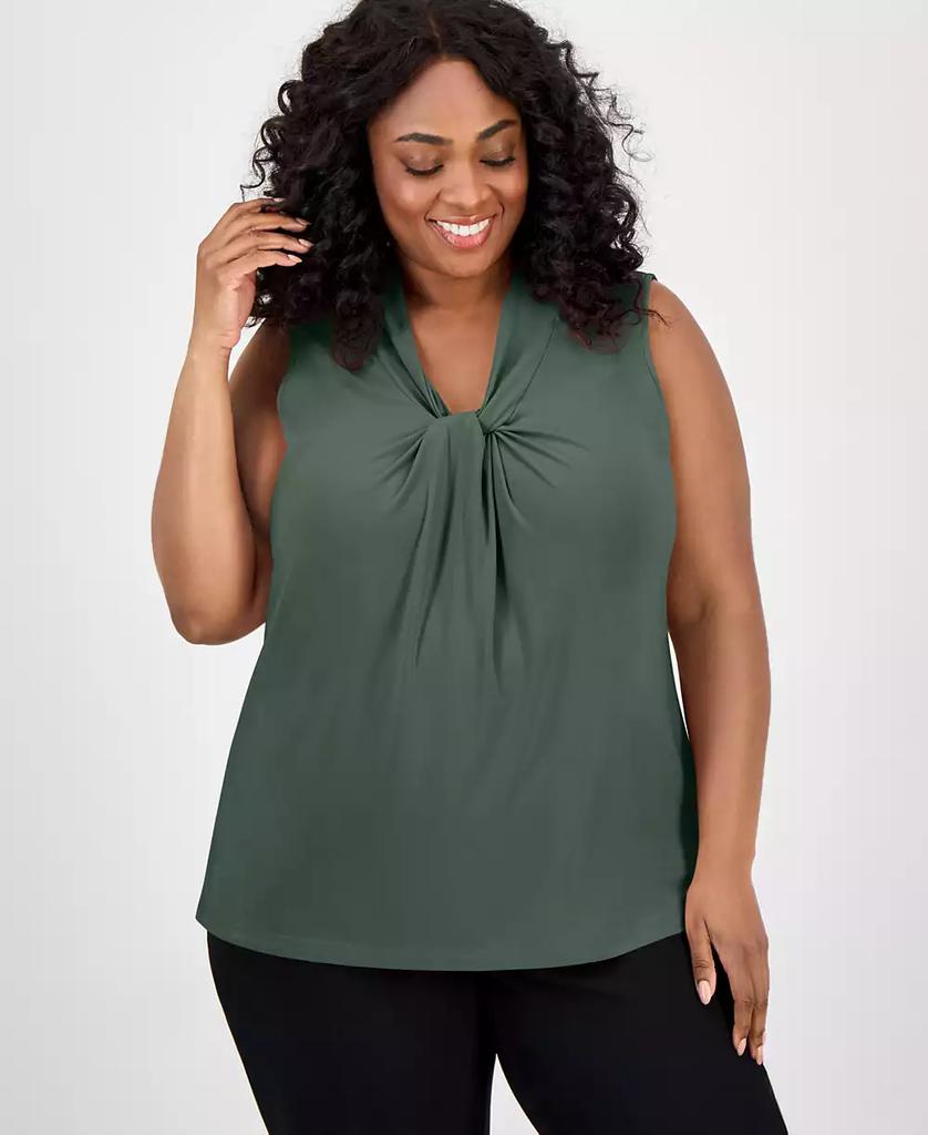 Kasper Plus Size Twist-Front Shell Top