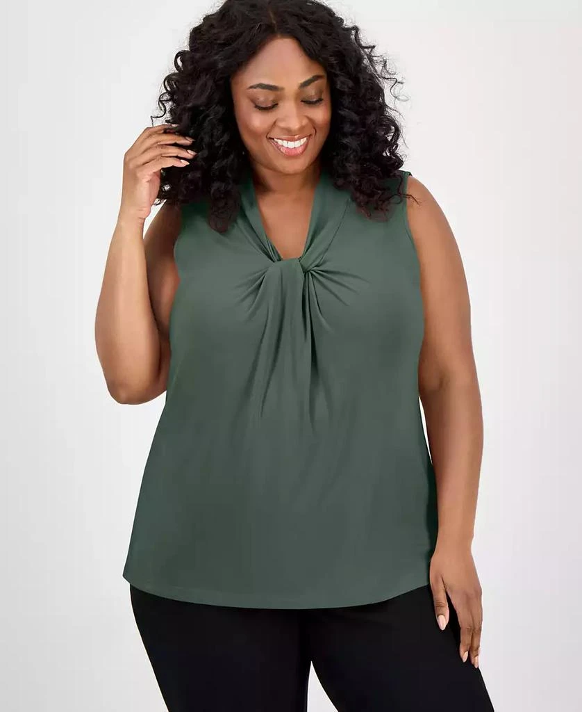 Kasper Plus Size Twist-Front Shell Top 1