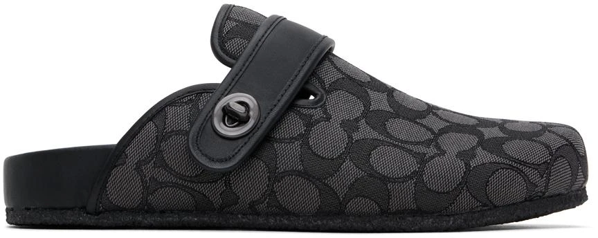 Coach Black & Gray Signature Jacquard Clogs 1