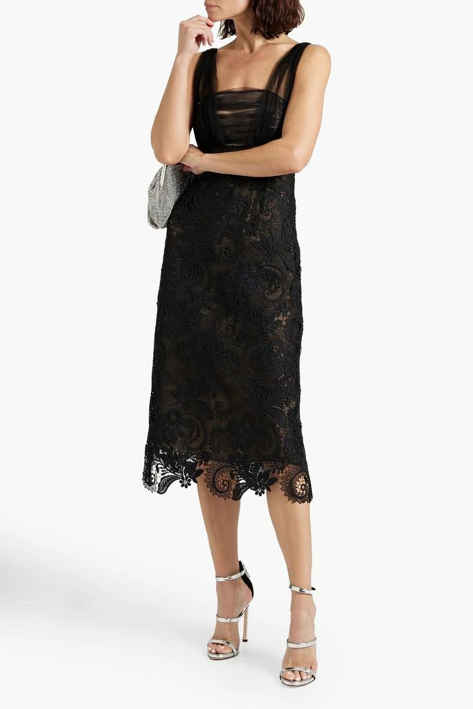 Tulle-paneled corded lace midi dress  On Sale Now with Up to 75% Off |  Discover Exclusive Deals & Savings at BeyondStyle  Authentic Oscar de la  Renta lace dresses|knee length dresses|women|dresses|clothing