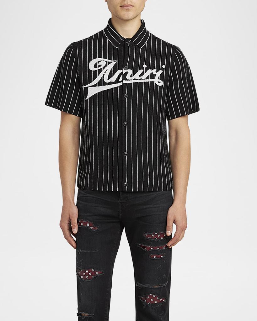 AMIRI Men's Pinstripe Logo Polo Shirt