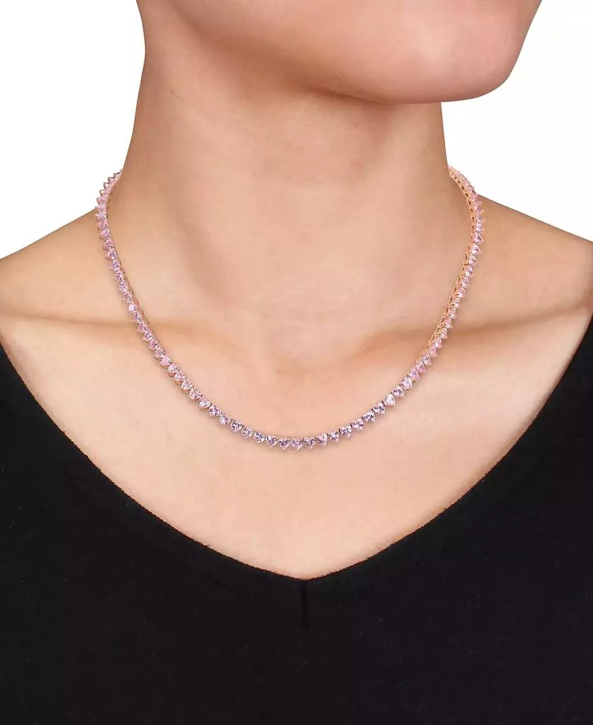 Macy
s Lab-Created Pink Sapphire Heart All-Around 18" Collar Necklace (31-1/2 ct. t.w.) in Rose-Plated Sterling Silver 2