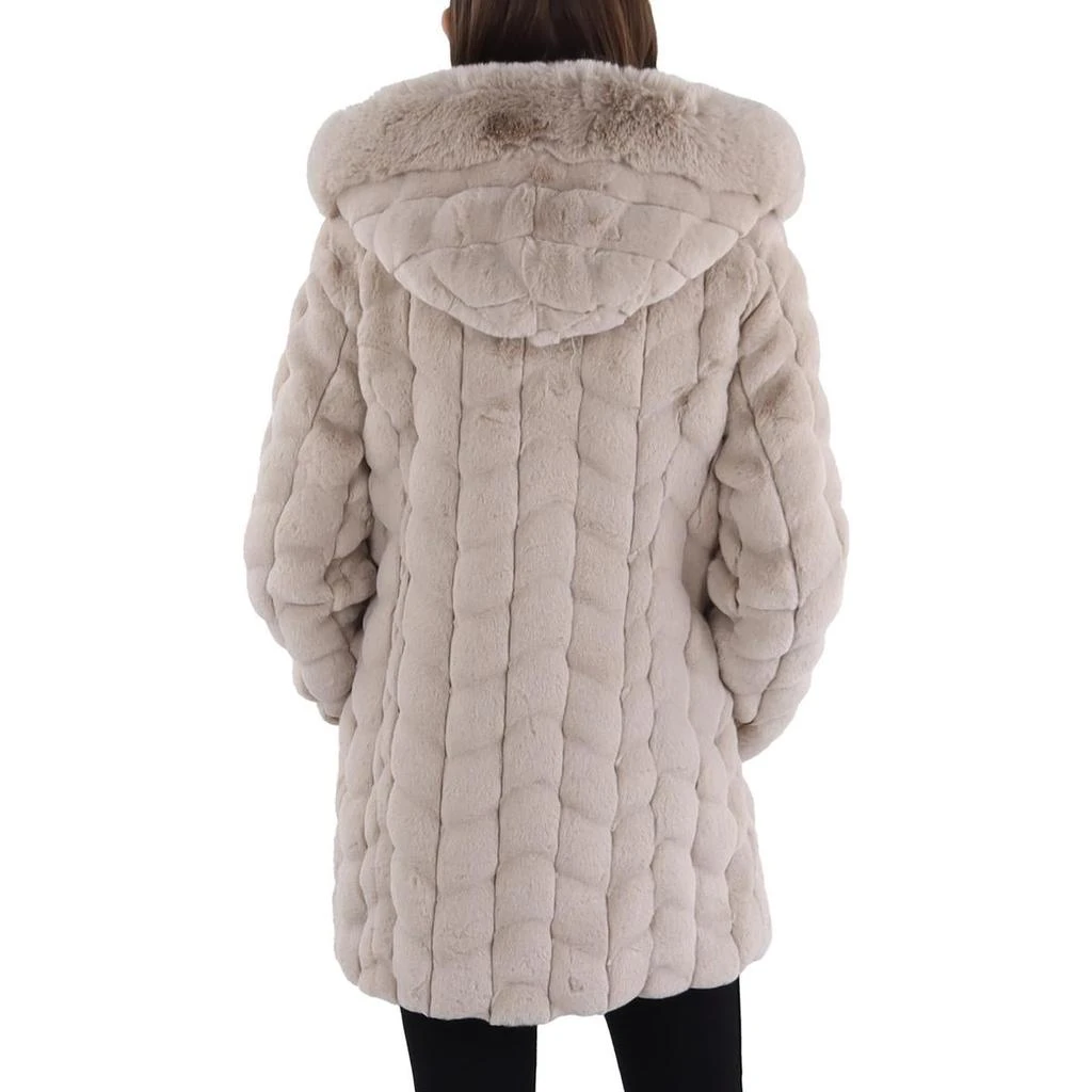 Via Spiga Womens Faux Fur Hooded Faux Fur Coat 2