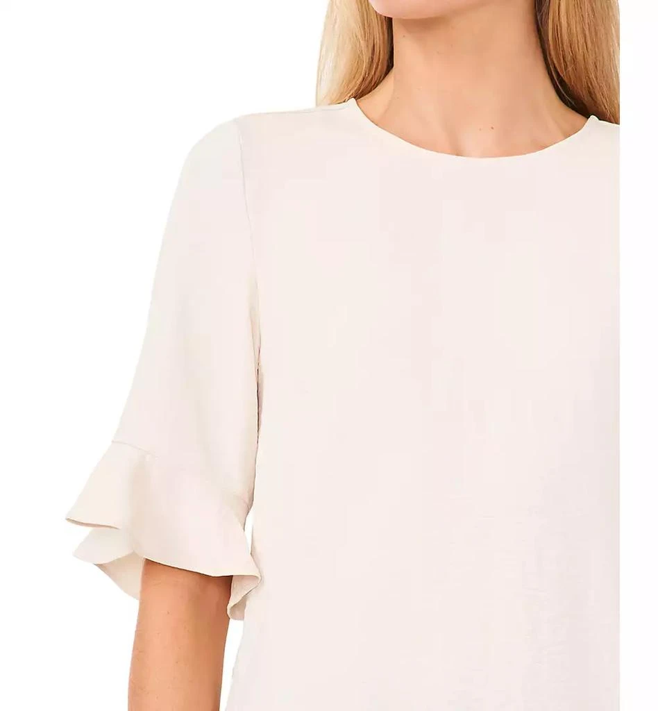 CeCe Women's Textured Ruffled-Cuff 3/4-Sleeve Crew Neck Blouse 2