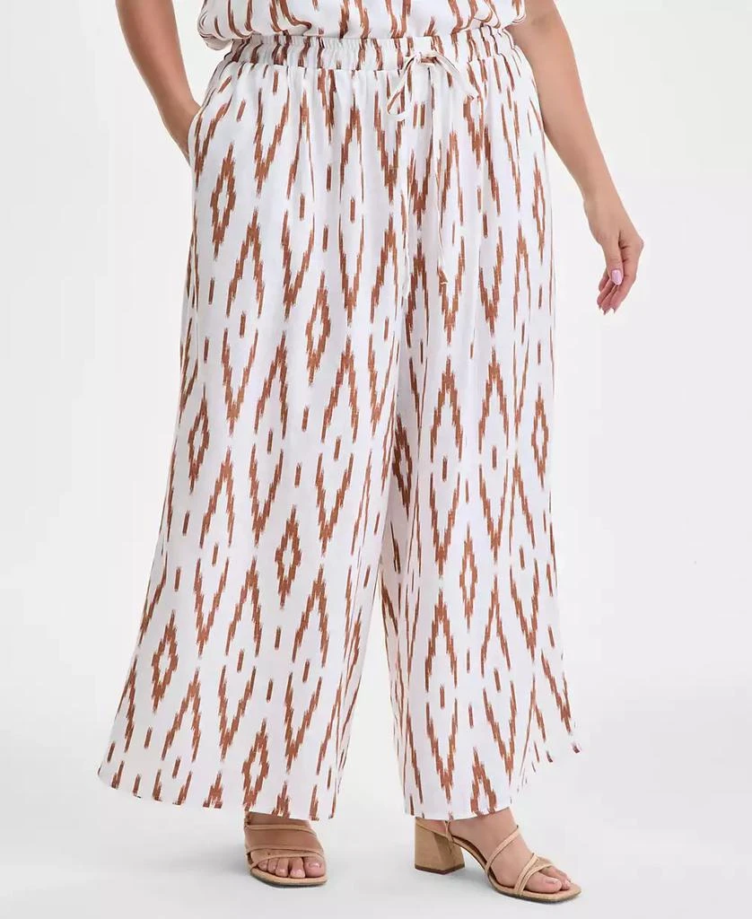 Vince Camuto Plus Size Printed Gathered Wide-Leg Pants 3