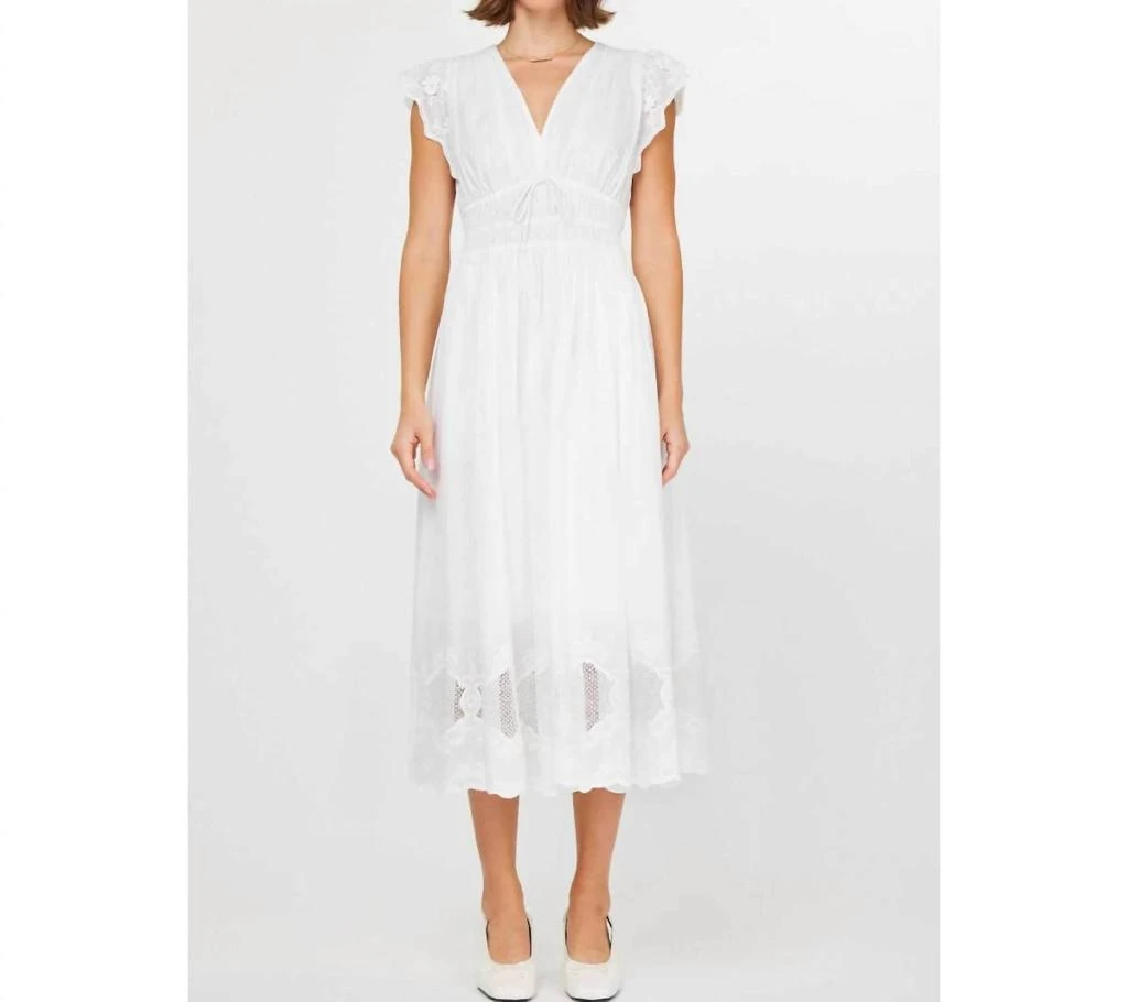 current air Current Air - Embroidered Lace V-neckline Midi Dress 1