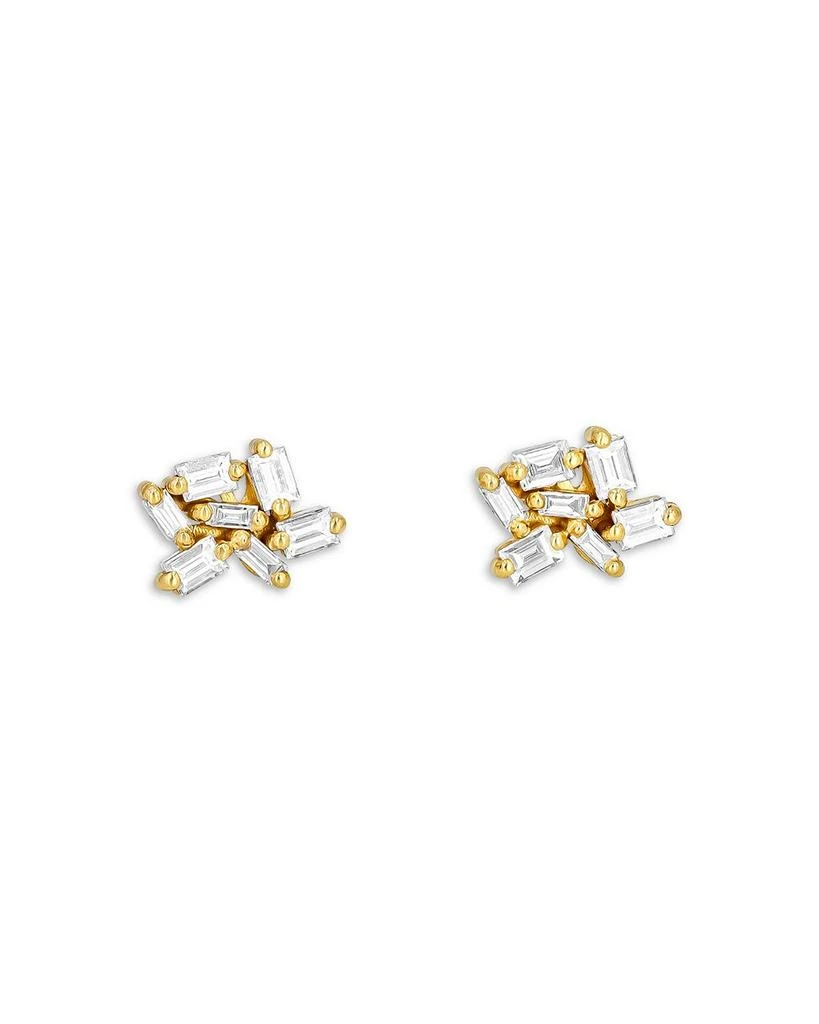 Suzanne Kalan 18K Yellow Gold Classic Baguette Cluster Stud Earrings 1
