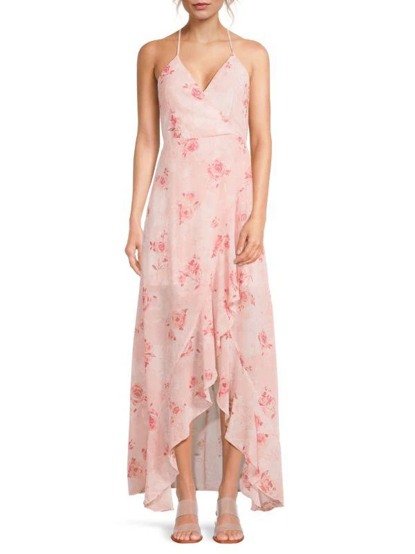 Lea & Viola Long Flowy ​Floral Ruffle High-Low Gown 1