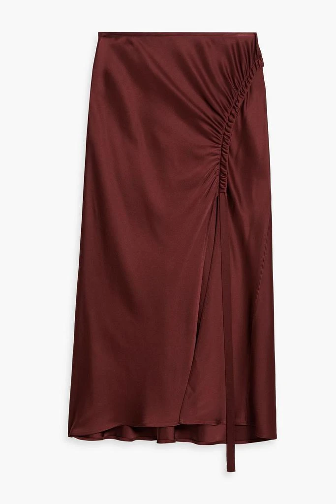 LAPOINTE Ruched satin-crepe midi skirt 1