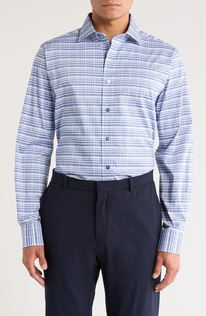 Lorenzo Uomo Trim Fit Plaid Cotton Blend Dress Shirt 1