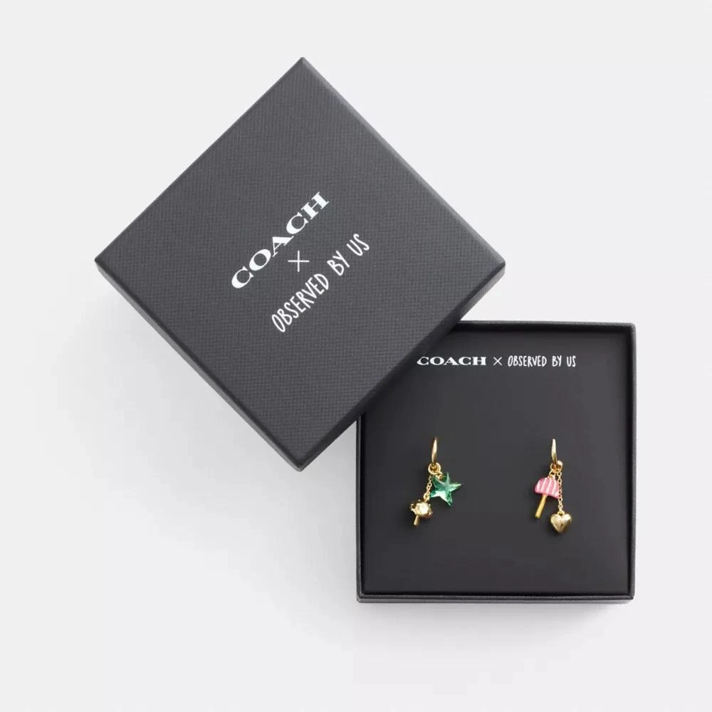 Coach Coach X Observed By Us Mismatch Star And Mushroom Huggie Earrings 1