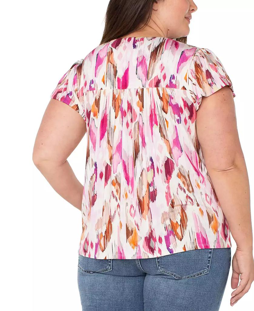 Liverpool Liverpool Plus Size Flutter-Sleeve Button-Front Top