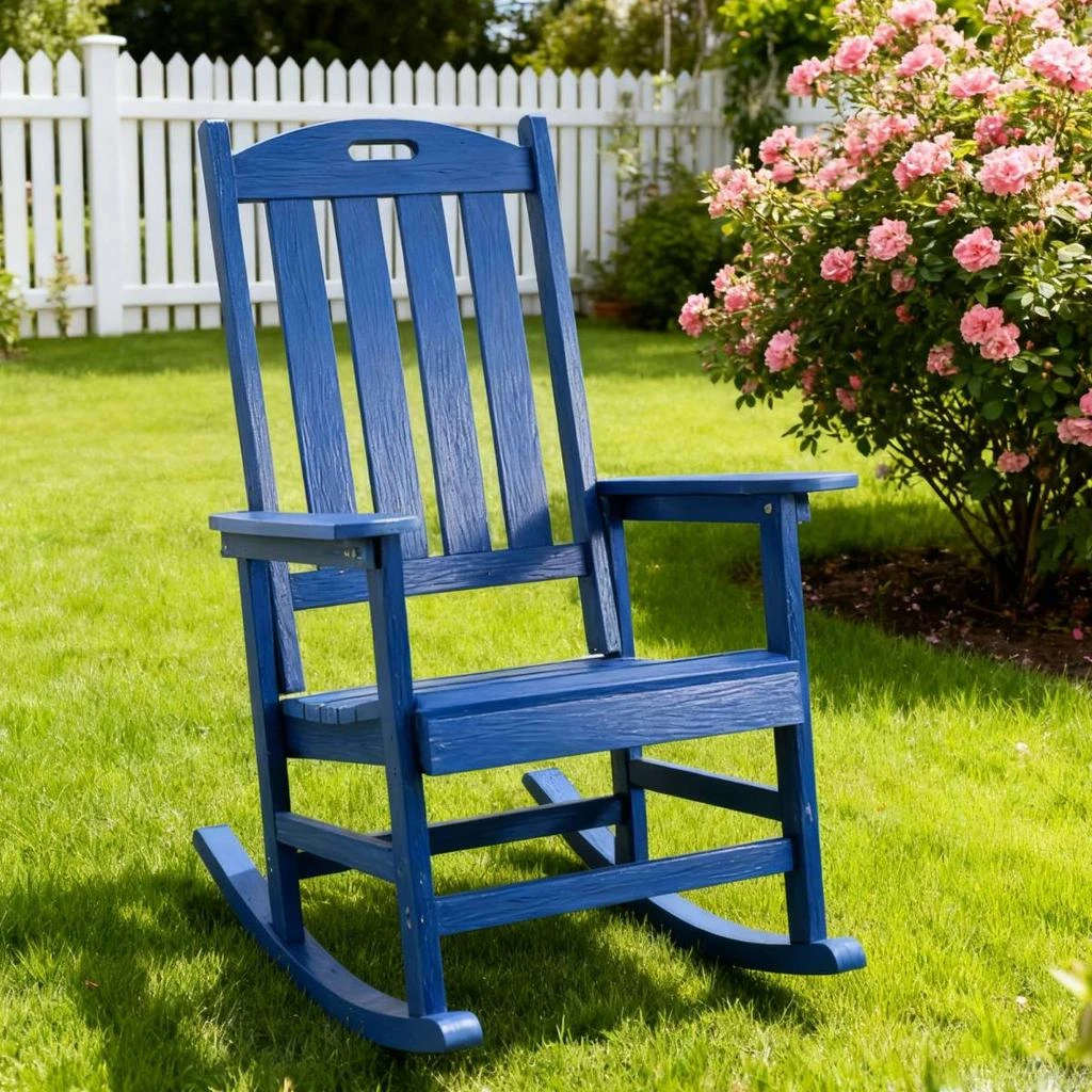 Streamdale Furniture Streamdale Navy blue rocking chair for all seasons, sturdy HIPS, stainless steel. 2