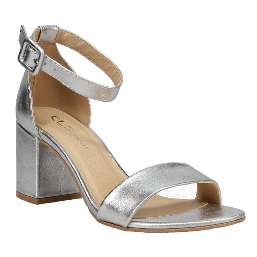 CL By Laundry Jody Metallic Block Heel Ankle Strap Sandals