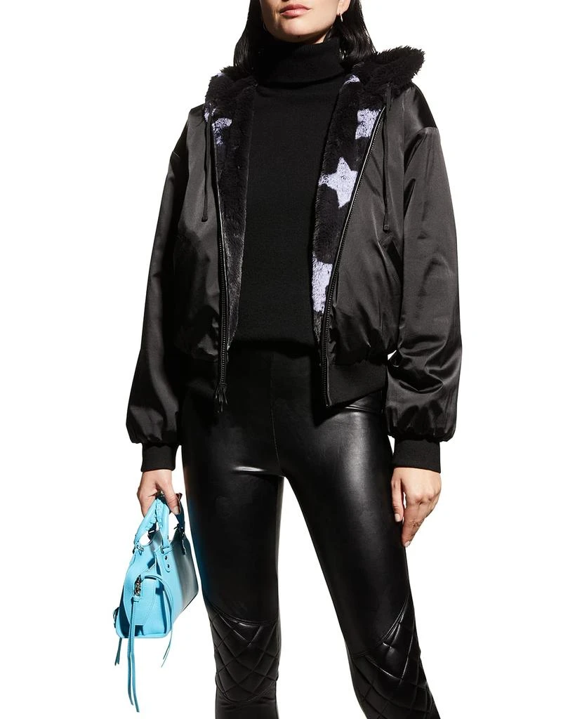 Blanc Noir Faux-Fur Reversible Star Hoodie 5