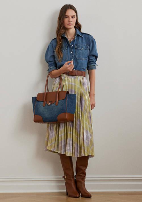 Ralph Lauren Ralph Lauren Washed Denim Large Tanner Satchel Bag