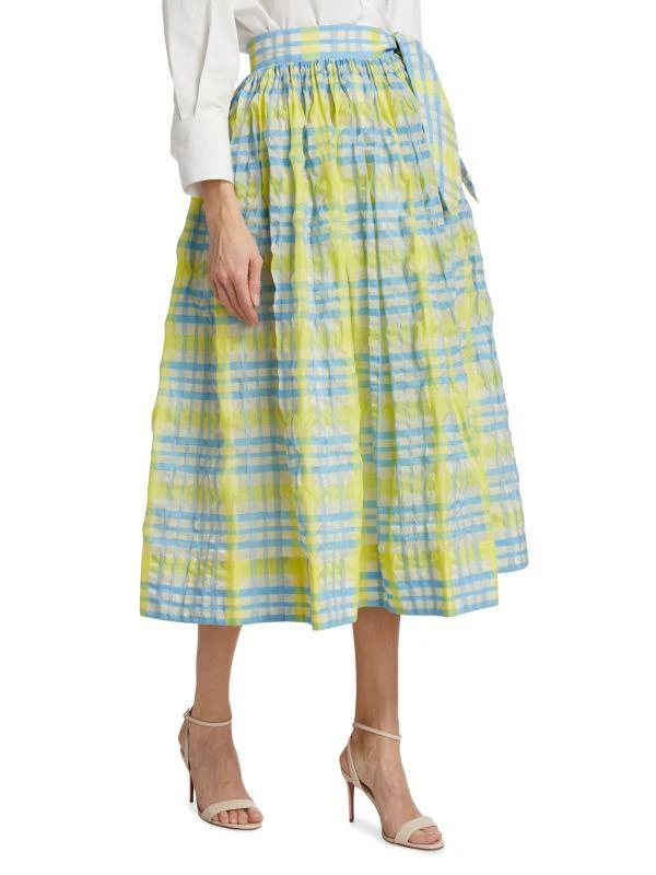 Rosie Assoulin Plaid Cotton-Blend Midi-Skirt 3