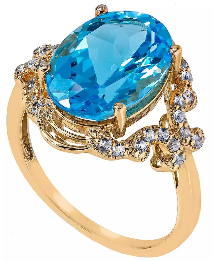 Macy
s Blue Topaz (7 ct. t.w) Oval Ring in 14K Gold Plated Sterling Silver