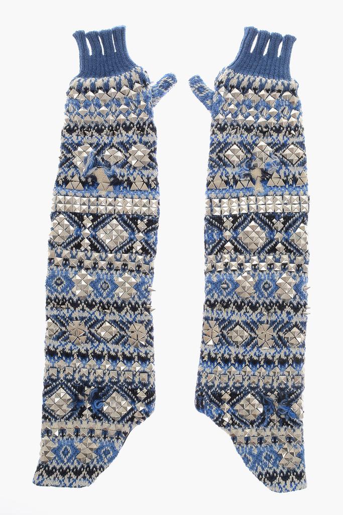 MAISON MARGIELA Knited Fingerless Warm Lenght Gloves With Studs