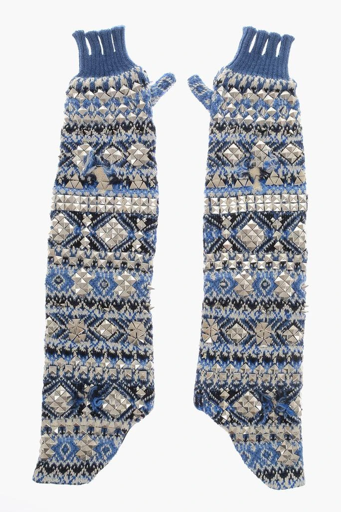MAISON MARGIELA Knited Fingerless Warm Lenght Gloves With Studs 1