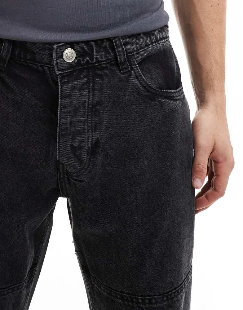Brave Soul Brave Soul loose fit jeans in washed black with seam detail 5