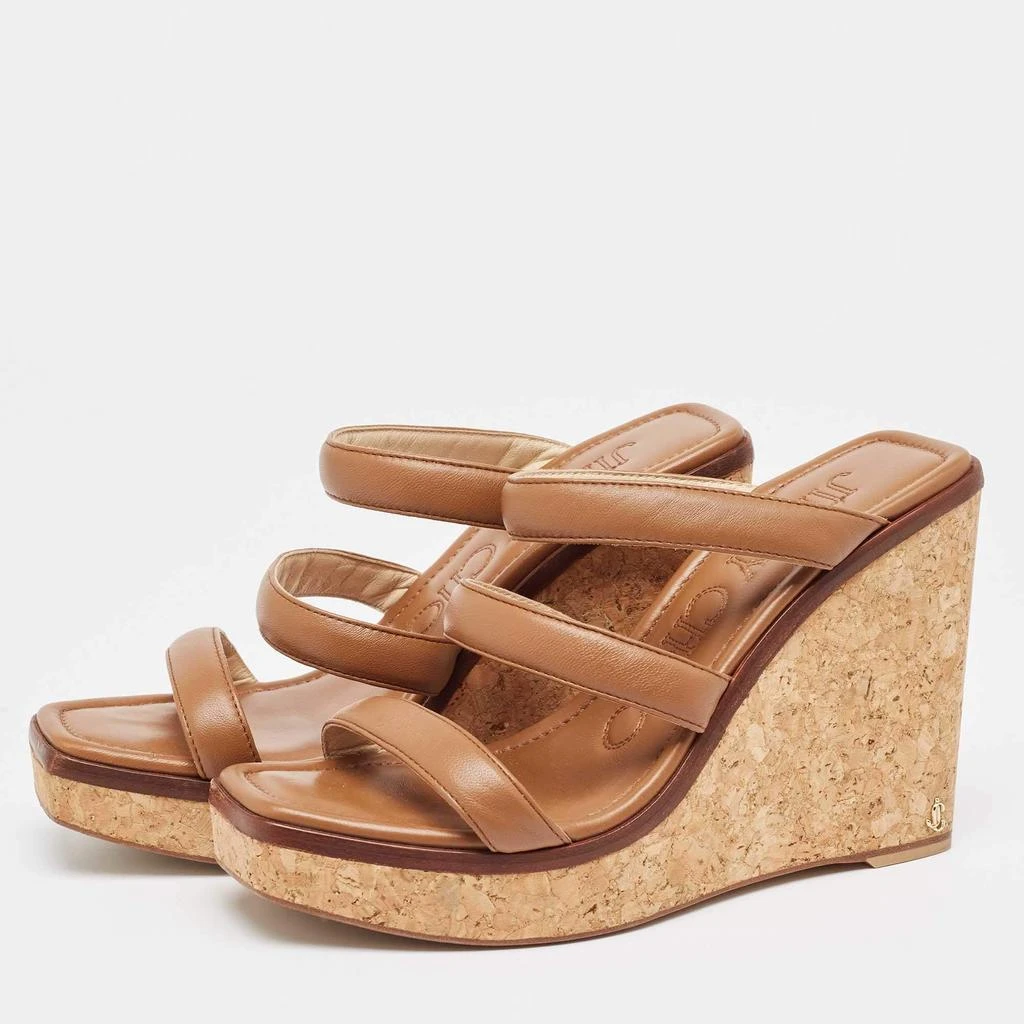 Jimmy Choo Jimmy Choo Brown Leather Athenia Wedge Sandals Size 39 2