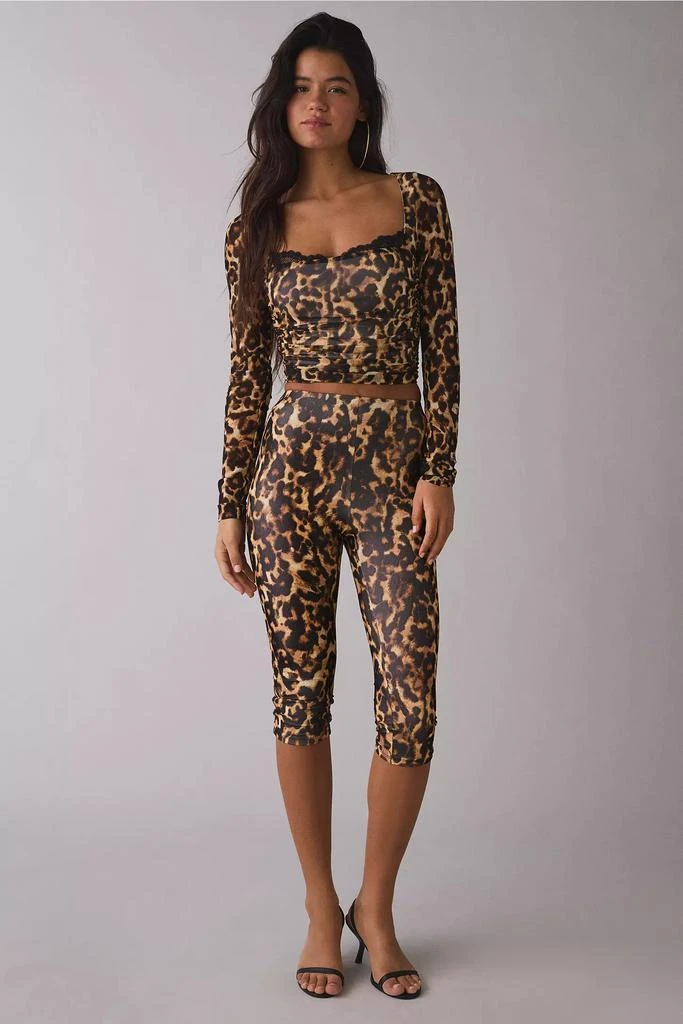 AFRM AFRM Gianna Animal Print Mesh Capri Pant