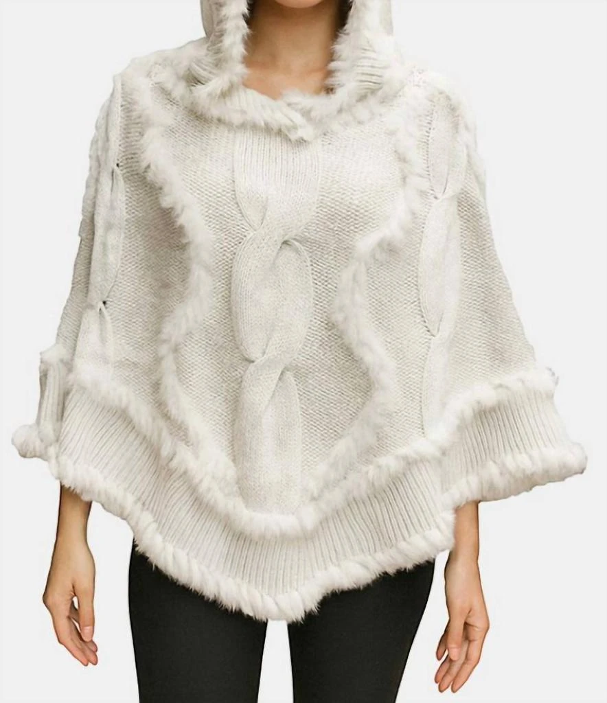 Wona Trading Wona Trading - Cable Fur Poncho Hoodie
