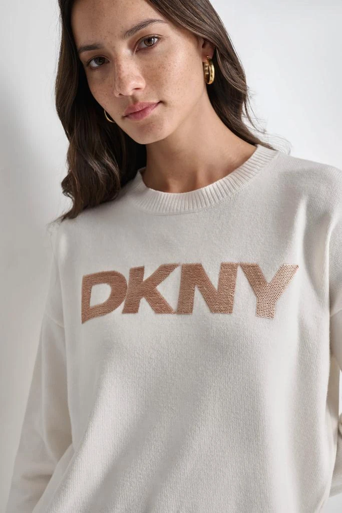 DKNY SEQUIN LOGO EMBELLISHED SWEATER 4