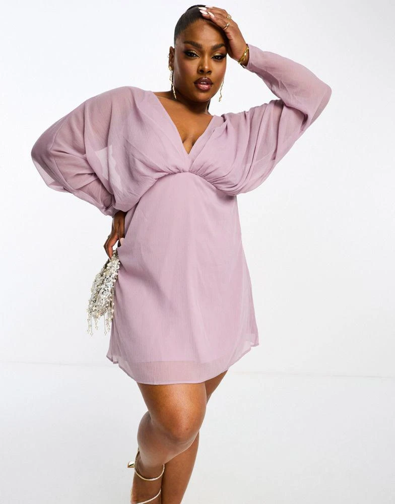 Shop ASOS DESIGN Curve exclusive chiffon batwing sleeve mini dress in lilac  on Sale at BeyondStyle  Get 35% Off ASOS DESIGN Curve exclusive chiffon  batwing sleeve mini dress in lilac with