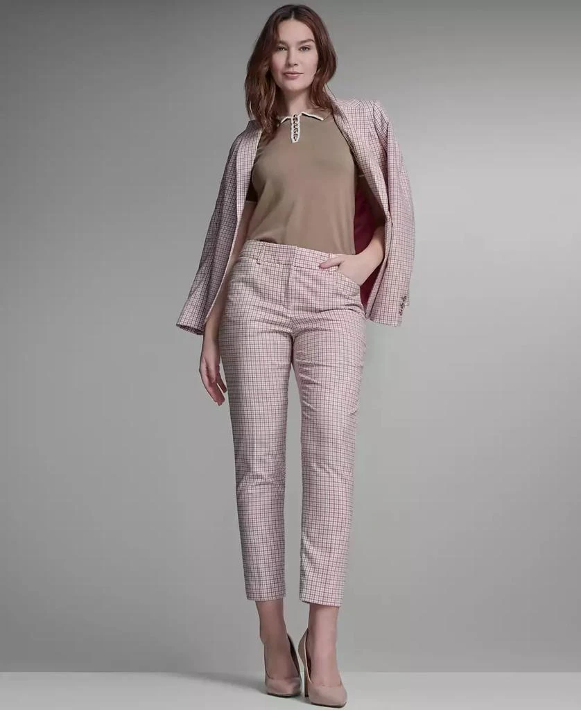 Tommy Hilfiger Women
s Plaid Notch Collar Slim Fit Blazer 8